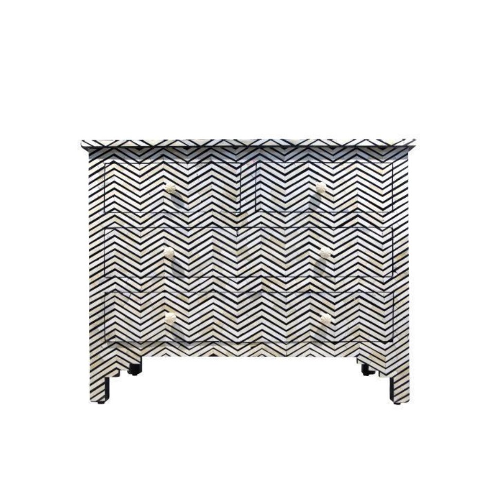 Bone-inlay Chest in Chevron Pattern - Kreate- Tables