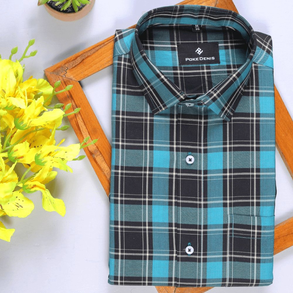 Bottle Green Chequered Shirt - Kreate- Shirts & T-Shirts