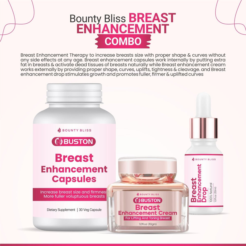 
                  
                    Bounty Bliss Breast Enhancement Cream, Breast Enhancement Capsule, Breast Enhancement Liquid Drops Combo Pack - Kreate- Women Hygiene
                  
                