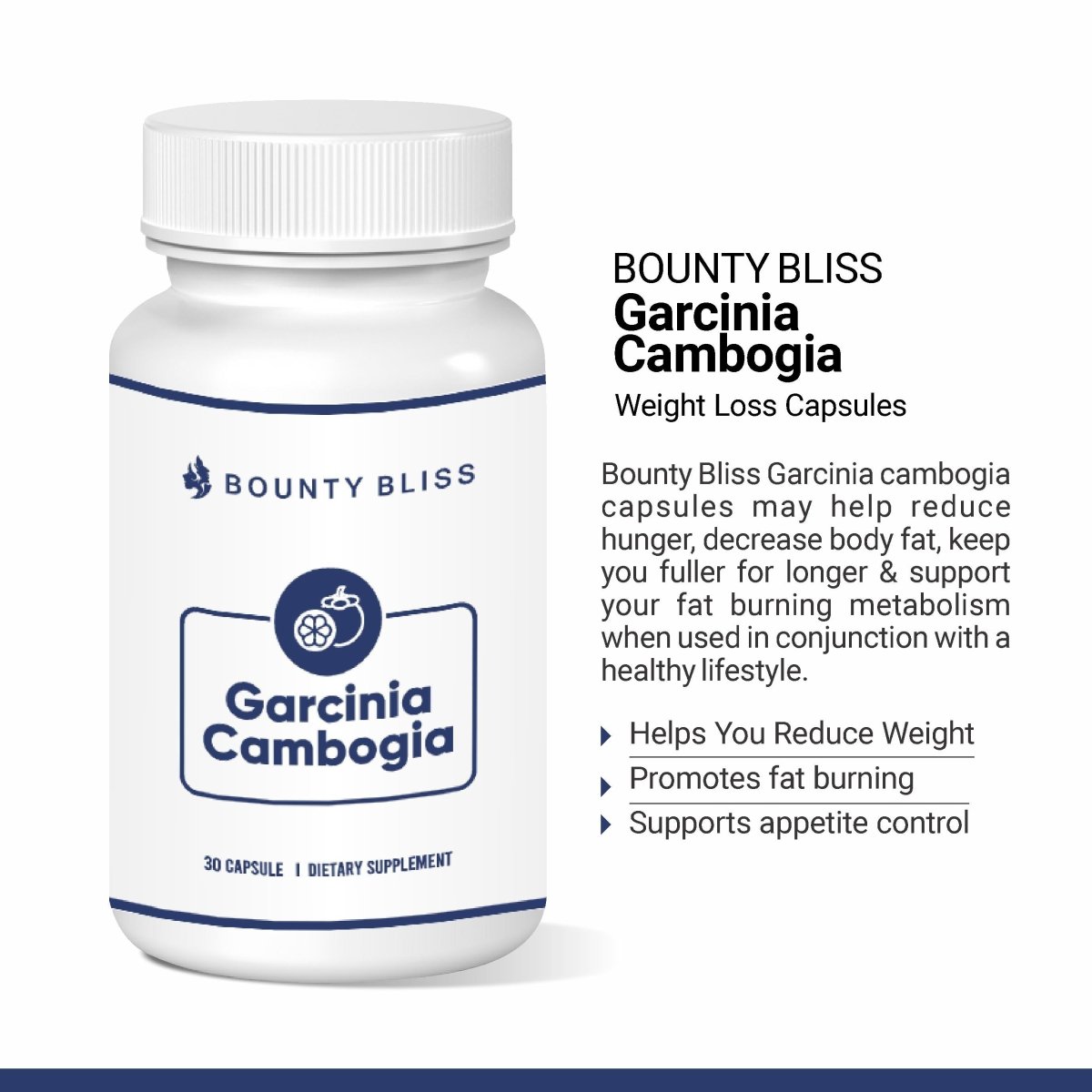 Bounty Bliss Garcinia Cambogia Weight Loss 30 Capsules - Kreate- Weight Management