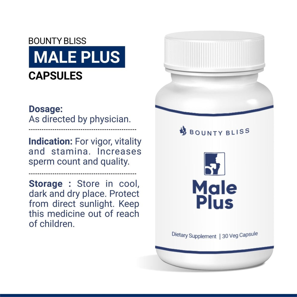 
                  
                    Bounty Bliss Male Plus 30 Capsules - Kreate- Men Hygiene
                  
                