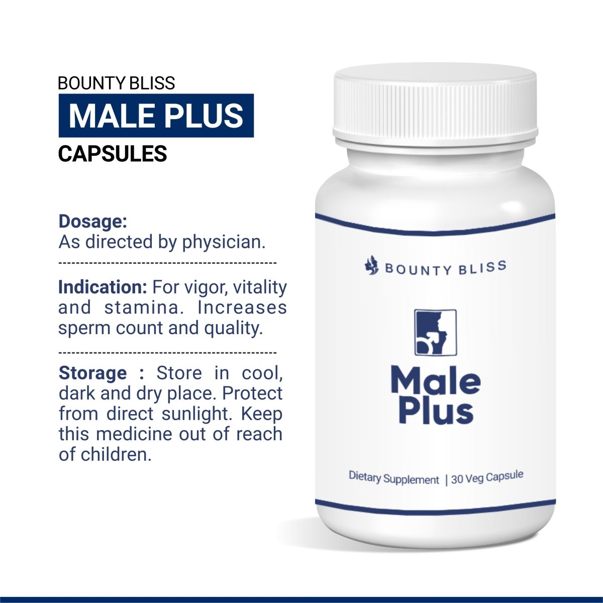 
                  
                    Bounty Bliss Male Plus 30 Capsules - Kreate- Men Hygiene
                  
                