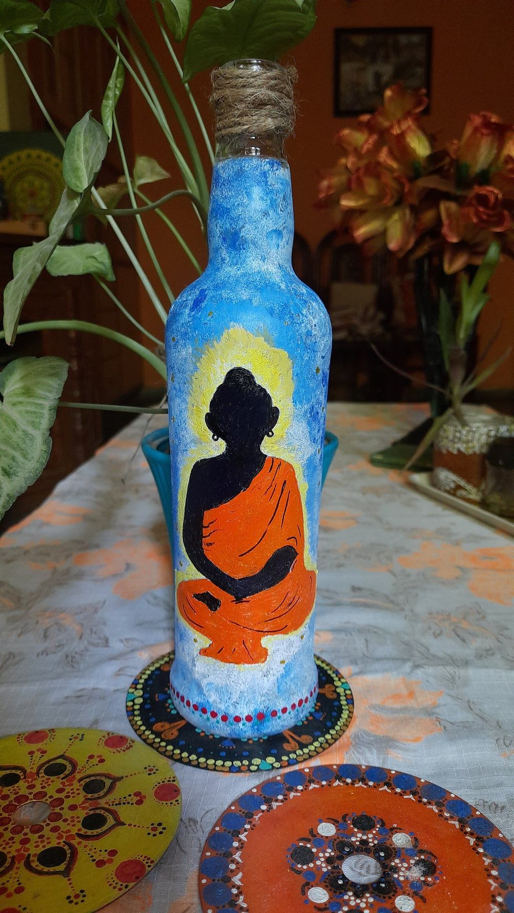 Meditating Buddha Bottle Decor