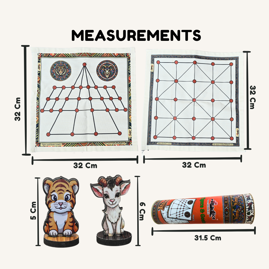 
                  
                    Aadu Huli Board Game Combo Levels 3 & 4 | Tigers vs Goats | Indian Strategy Game | Aadu Puli Aatam (Tamil) | Meka Puli Aata (Telugu) | Pulijudam | Eco-Friendly | Family Game | Includes How-to-Play
                  
                