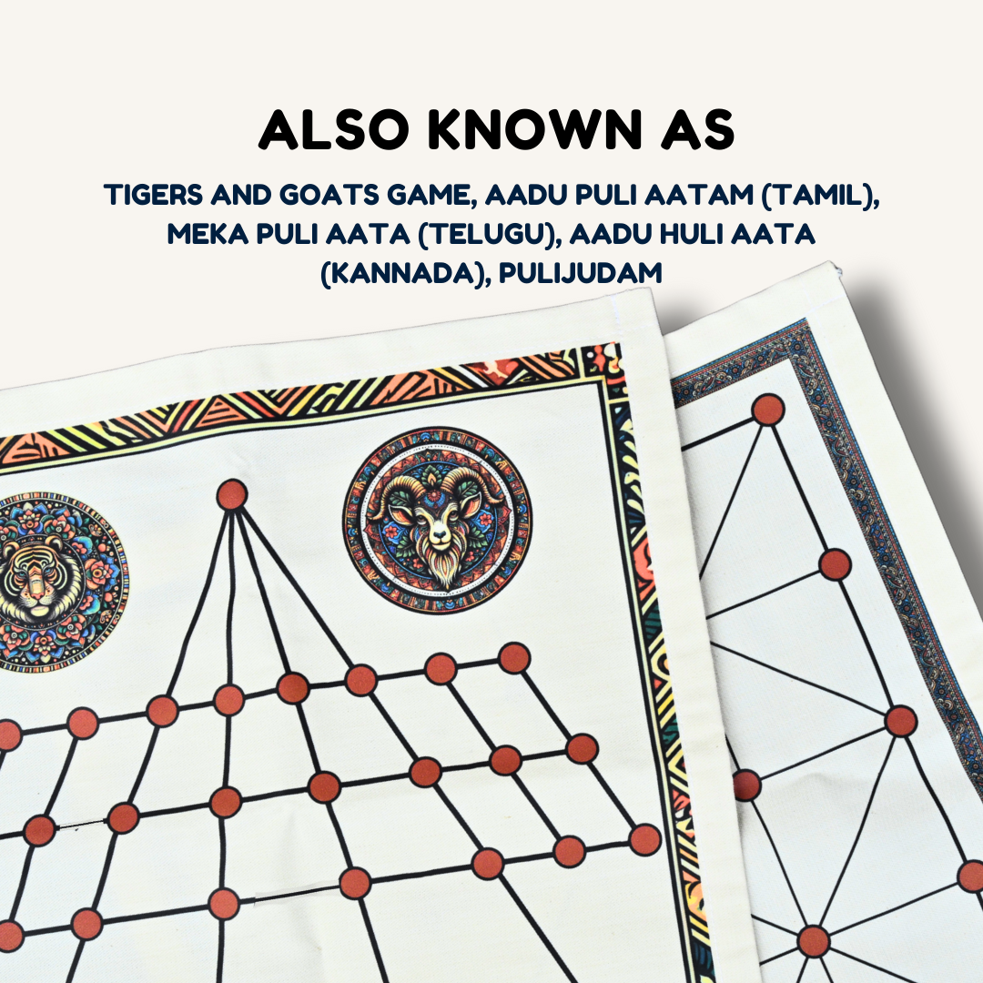 
                  
                    Aadu Huli Board Game Combo Levels 3 & 4 | Tigers vs Goats | Indian Strategy Game | Aadu Puli Aatam (Tamil) | Meka Puli Aata (Telugu) | Pulijudam | Eco-Friendly | Family Game | Includes How-to-Play
                  
                