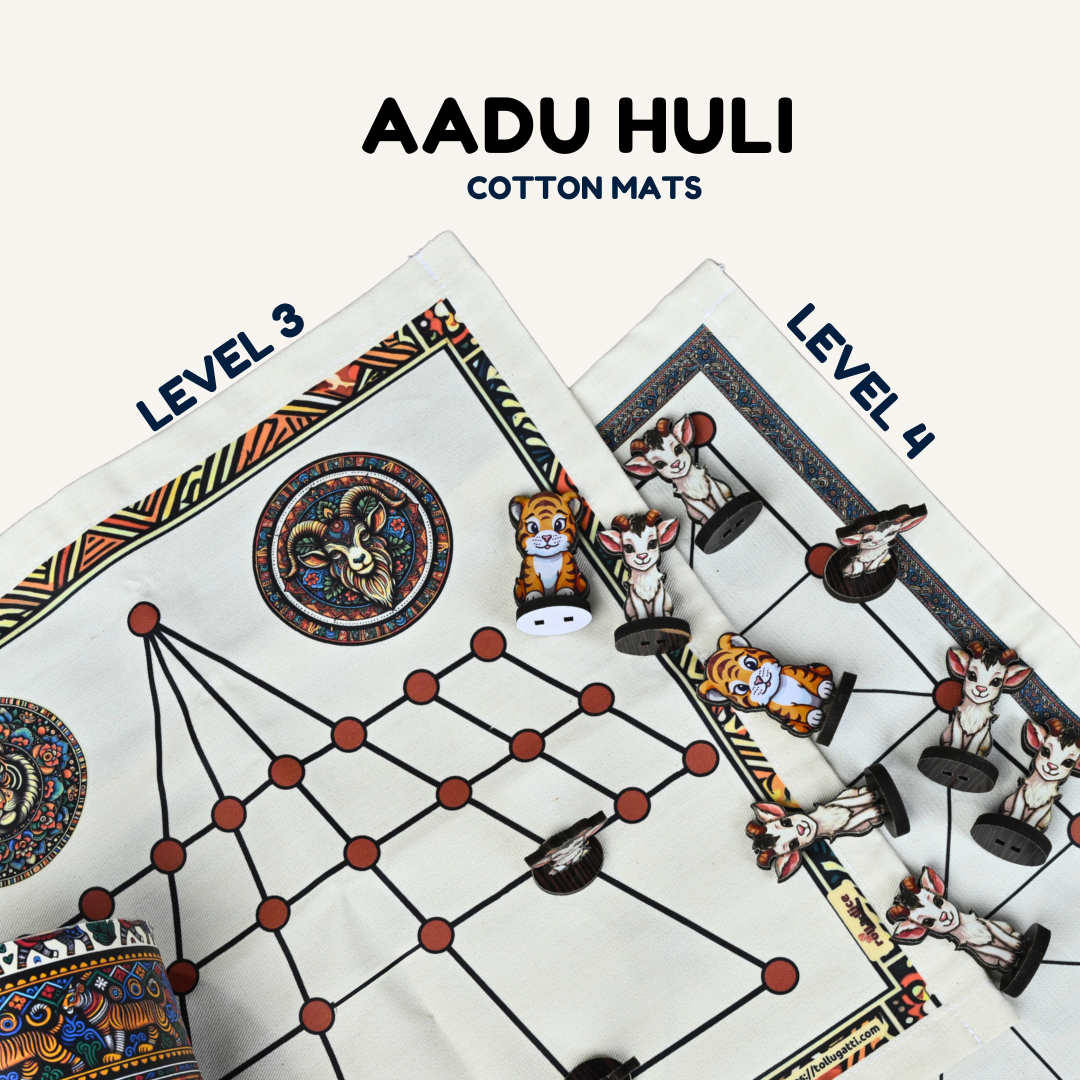 
                  
                    Aadu Huli Board Game Combo Levels 3 & 4 | Tigers vs Goats | Indian Strategy Game | Aadu Puli Aatam (Tamil) | Meka Puli Aata (Telugu) | Pulijudam | Eco-Friendly | Family Game | Includes How-to-Play
                  
                