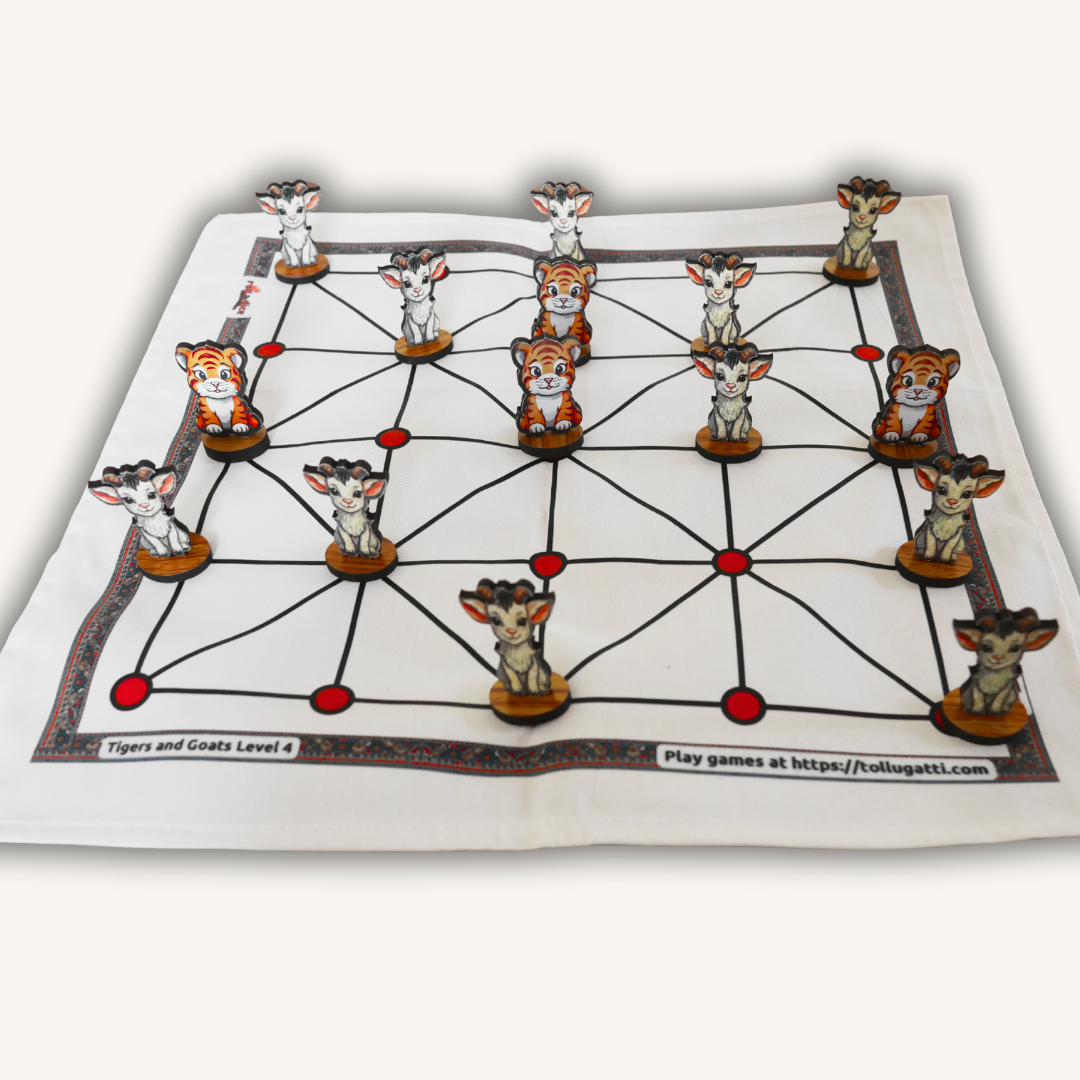 
                  
                    Aadu Huli Level 4 Board Game | Game of Goats and Tigers | Aadu Puli Aatam (Tamil), Meka Puli Aata (Telugu), Aadu Huli Aata (Kannada) | Includes How-to-Play Instructions
                  
                