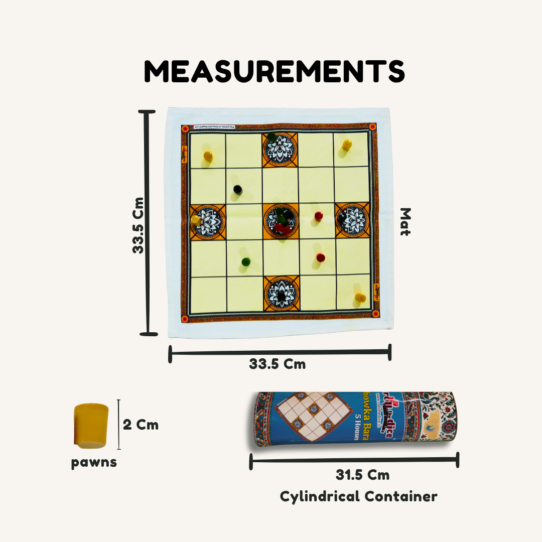 
                  
                    Classic Chowka Bara 5 Houses Board Game | Traditional Ashta Chamma, Chausar, Pachisi, Gatta Mane | Includes How-to-Play Instructions | Cotton Cloth Game for Kids, Adults & Families
                  
                