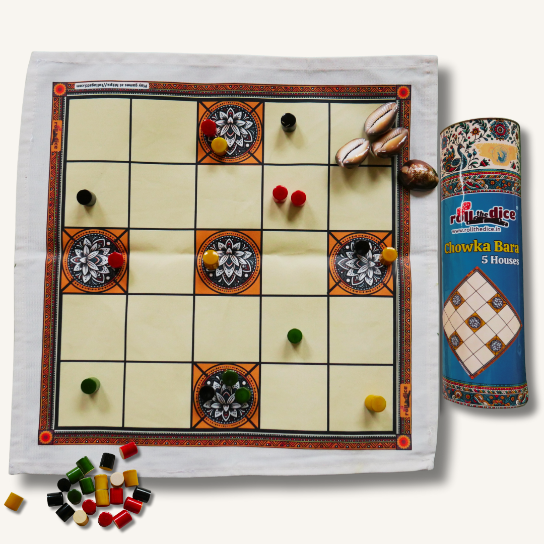 
                  
                    Classic Chowka Bara 5 Houses Board Game | Traditional Ashta Chamma, Chausar, Pachisi, Gatta Mane | Includes How-to-Play Instructions | Cotton Cloth Game for Kids, Adults & Families
                  
                