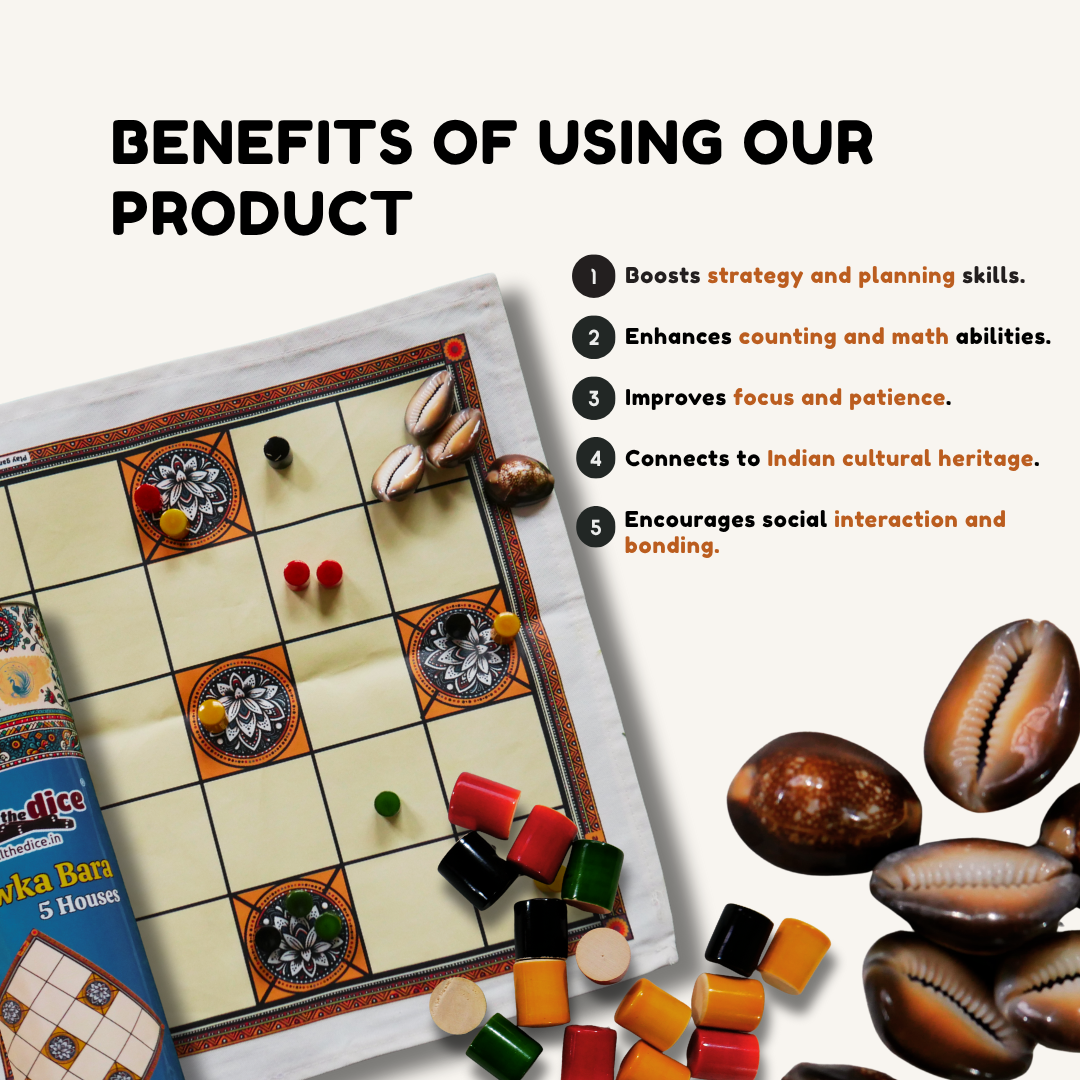 
                  
                    Classic Chowka Bara 5 Houses Board Game | Traditional Ashta Chamma, Chausar, Pachisi, Gatta Mane | Includes How-to-Play Instructions | Cotton Cloth Game for Kids, Adults & Families
                  
                