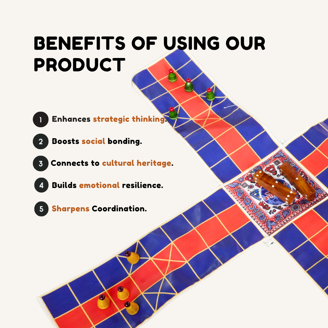 
                  
                    Pagade Board Game – Traditional Indian Pachisi (Parcheesi) Set in Blue & Red | Handmade Wooden Pieces | Includes How-to-Play Guide
                  
                