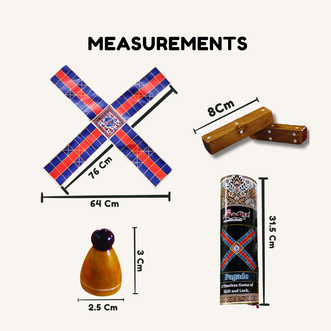 
                  
                    Pagade Board Game – Traditional Indian Pachisi (Parcheesi) Set in Blue & Red | Handmade Wooden Pieces | Includes How-to-Play Guide
                  
                