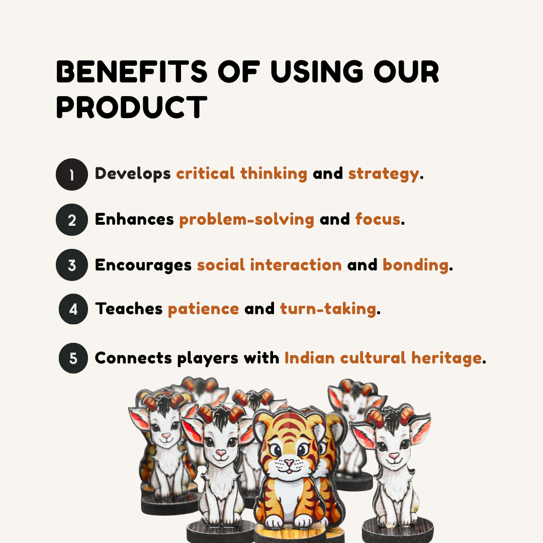 
                  
                    Classic Aadu Huli Level 3 Board Game | Game of Goats and Tigers | Aadu Puli Aattam (Tamil), Meka Puli Aata (Telugu), Aadu Huli Aata (Kannada) | Includes How-to-Play Instructions
                  
                