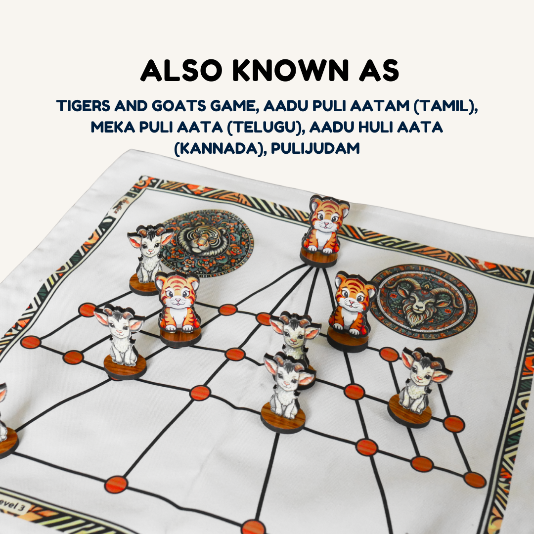 
                  
                    Classic Aadu Huli Level 3 Board Game | Game of Goats and Tigers | Aadu Puli Aattam (Tamil), Meka Puli Aata (Telugu), Aadu Huli Aata (Kannada) | Includes How-to-Play Instructions
                  
                