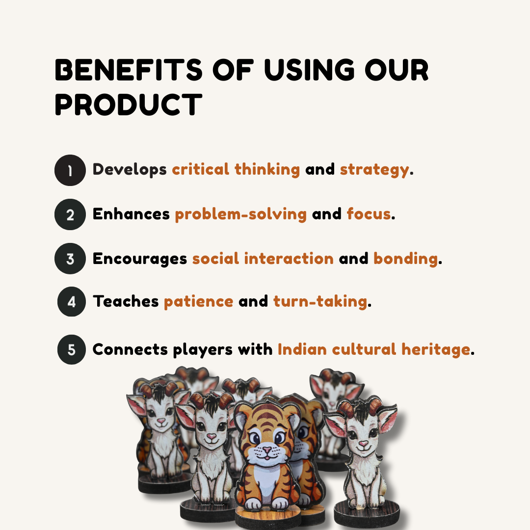 
                  
                    Aadu Huli Level 4 Board Game | Game of Goats and Tigers | Aadu Puli Aatam (Tamil), Meka Puli Aata (Telugu), Aadu Huli Aata (Kannada) | Includes How-to-Play Instructions
                  
                