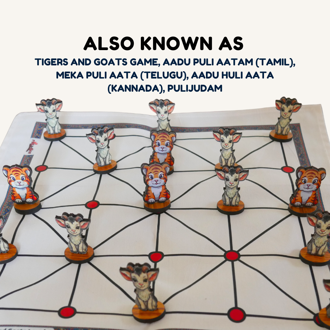 
                  
                    Aadu Huli Level 4 Board Game | Game of Goats and Tigers | Aadu Puli Aatam (Tamil), Meka Puli Aata (Telugu), Aadu Huli Aata (Kannada) | Includes How-to-Play Instructions
                  
                