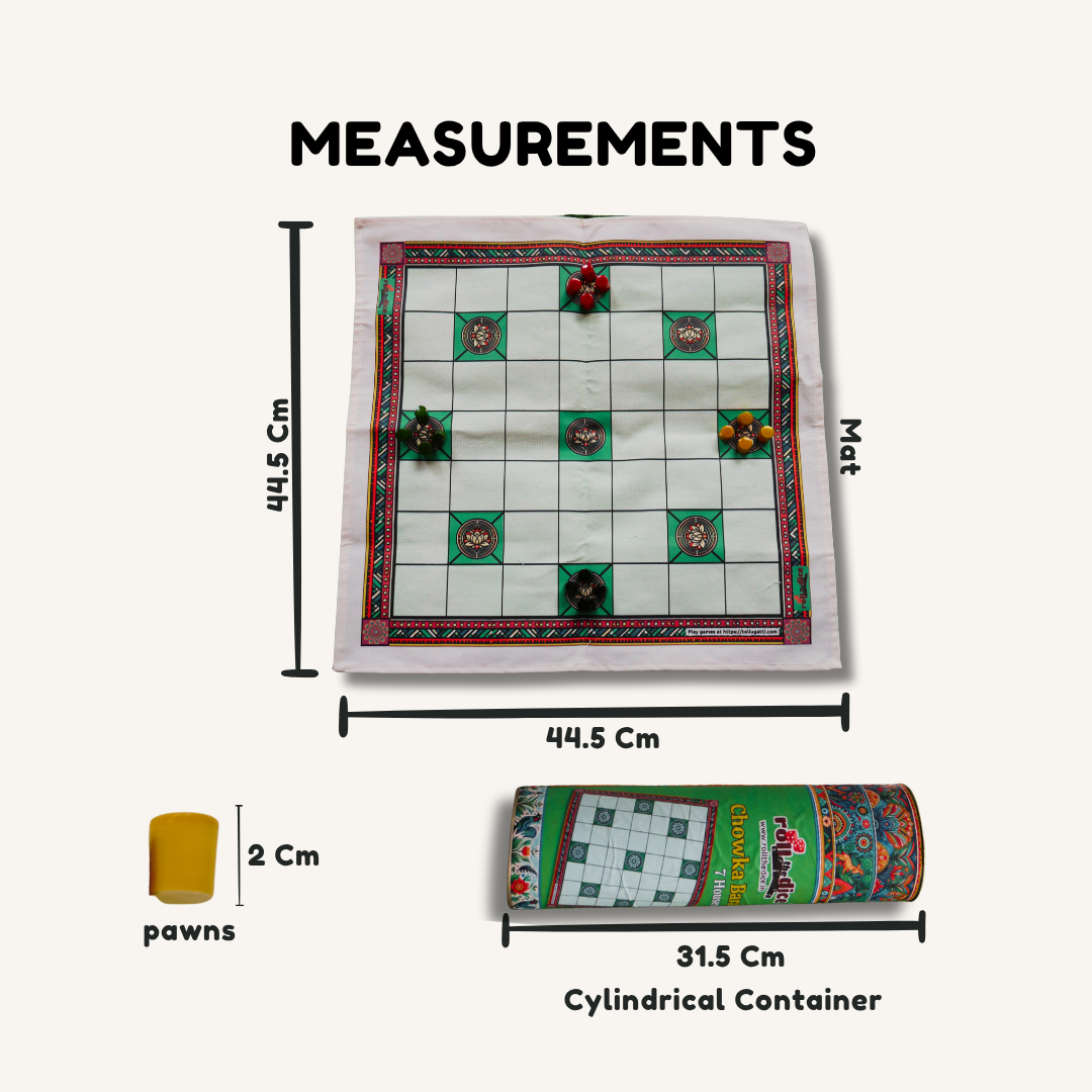 
                  
                    Chowka Bara 7 Houses Board Game | Traditional Ashta Chamma, Chausar, Pachisi, Gatta Mane | Includes How-to-Play Instructions | Cotton Cloth Game for Kids & Adults
                  
                