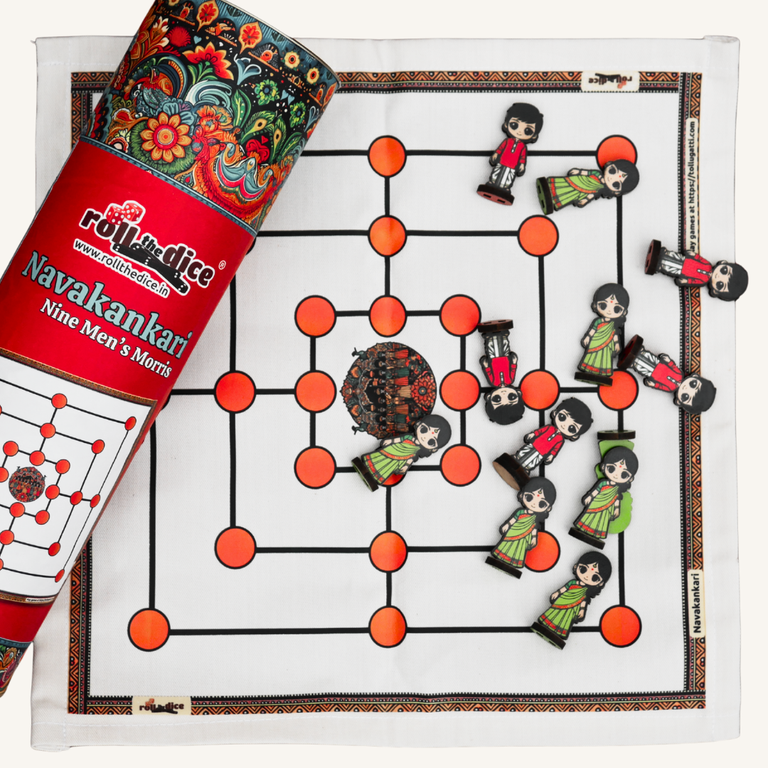 
                  
                    Navakankari Traditional Indian Board Game – 9 Men’s Morris (Daadi Game) for Kids and Adults, Strategy & Skill Family Game, Includes How-to-Play Instructions
                  
                
