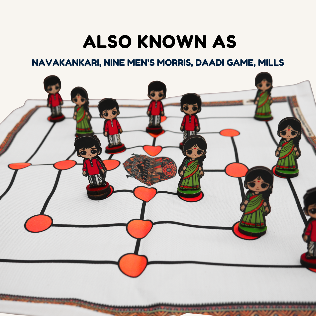 
                  
                    Navakankari Traditional Indian Board Game – 9 Men’s Morris (Daadi Game) for Kids and Adults, Strategy & Skill Family Game, Includes How-to-Play Instructions
                  
                