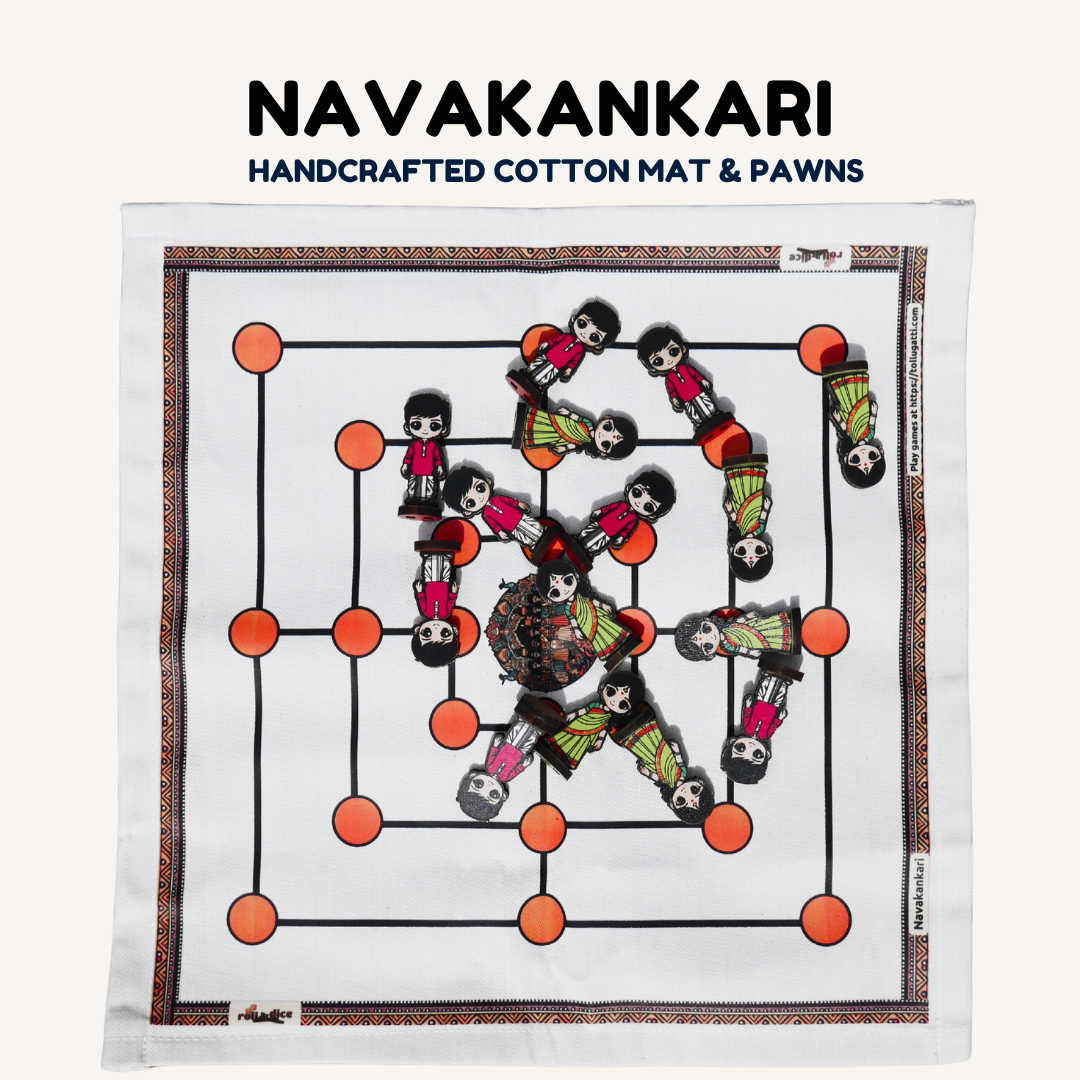 
                  
                    Navakankari Traditional Indian Board Game – 9 Men’s Morris (Daadi Game) for Kids and Adults, Strategy & Skill Family Game, Includes How-to-Play Instructions
                  
                
