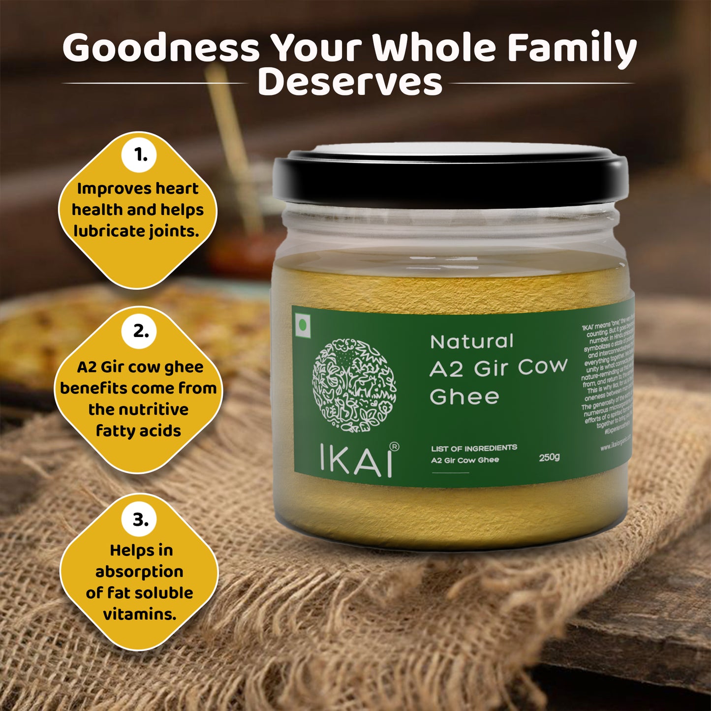 
                  
                    Natural A2 Gir Cow Ghee | Vedic Bilona Method | Curd Churned | 250g
                  
                