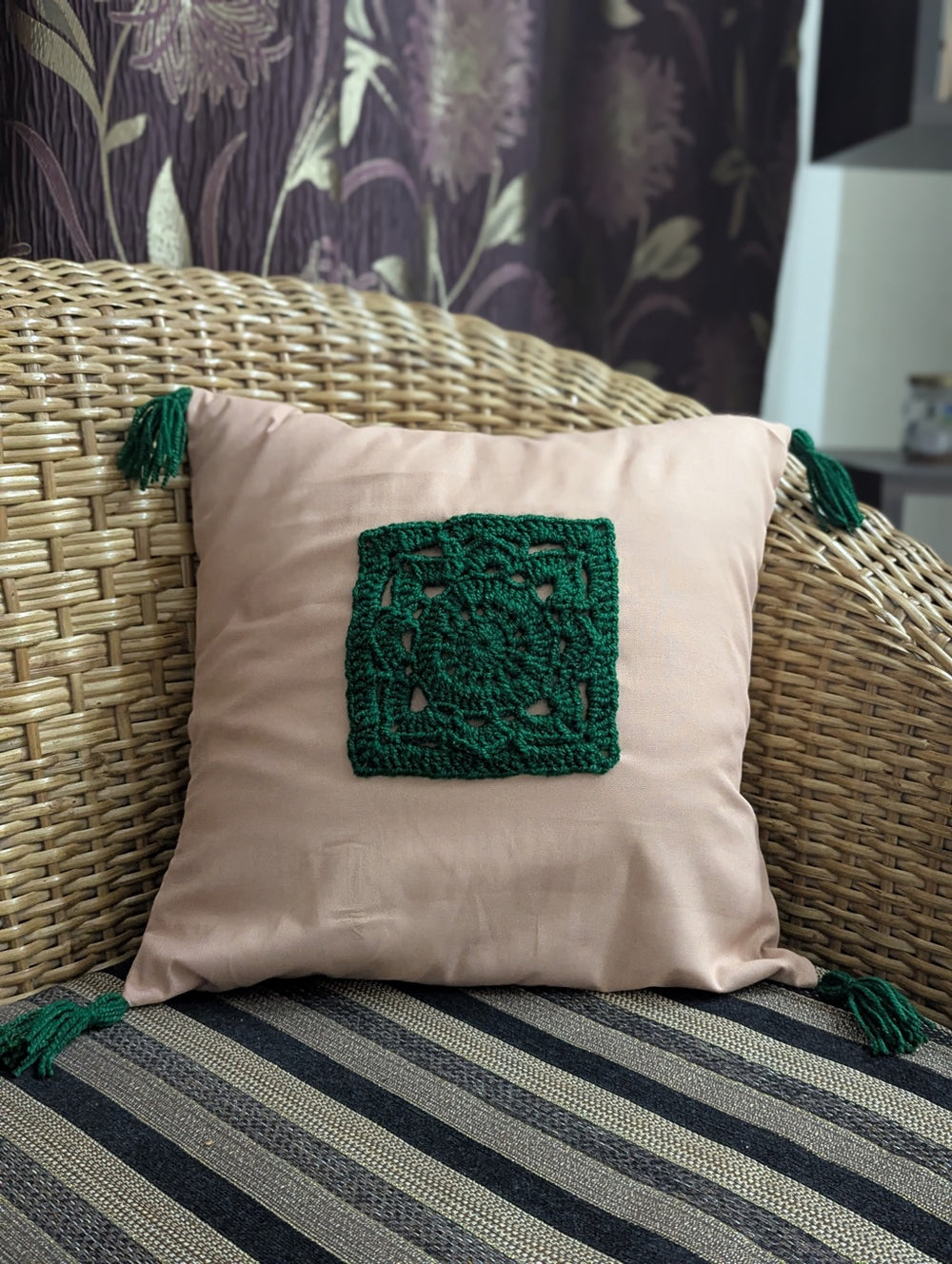 Emerald Granny Square Cushion Cover