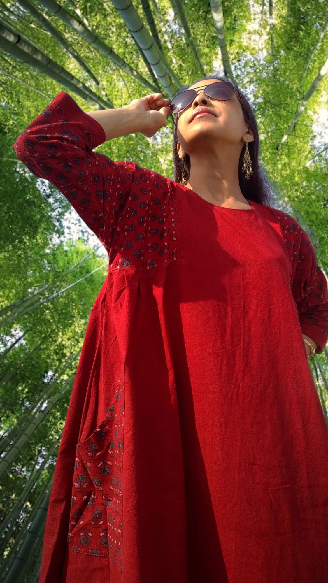 
                  
                    ZENICA - Casual fit, A Line One-Piece Free Flow Dress with Three Quarter Sleeves and Boat Neck
                  
                