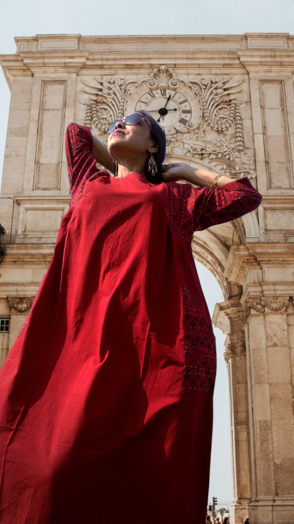 
                  
                    ZENICA - Casual fit, A Line One-Piece Free Flow Dress with Three Quarter Sleeves and Boat Neck
                  
                