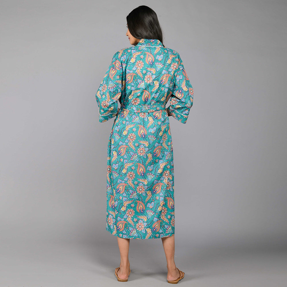 
                  
                    Floral Pattern Kimono Robe Long Bathrobe For Women (Green)
                  
                
