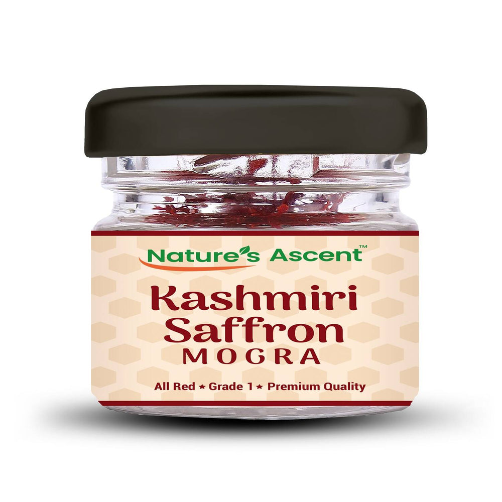 Nature’s Ascent Pure Kashmiri Saffron Mogra | Grade 1 | Handpicked, Unadulterated | Premium Deep Red Threads | Rich Aroma, Flavor & Color (1gm)