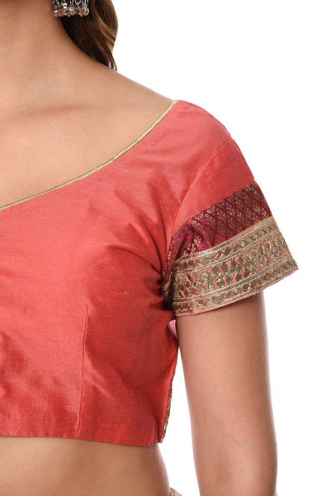 
                  
                    Pink Cotton Silk Saree Blouse with Gota Embroidery
                  
                