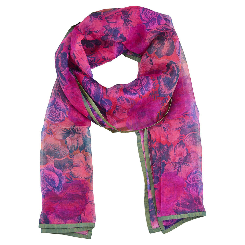 
                  
                    Pink Silk Chanderi Floral Print Stole
                  
                