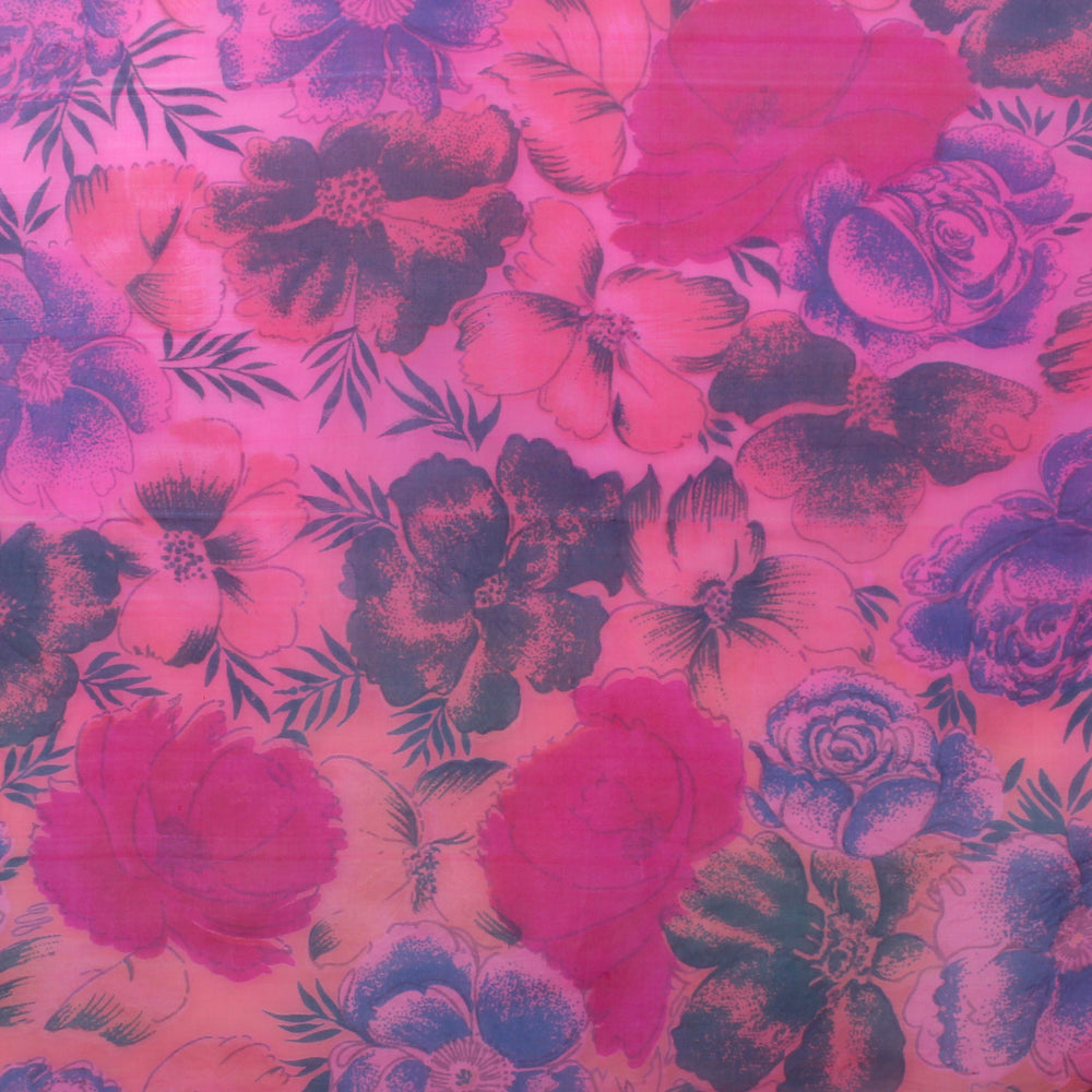 
                  
                    Pink Silk Chanderi Floral Print Stole
                  
                