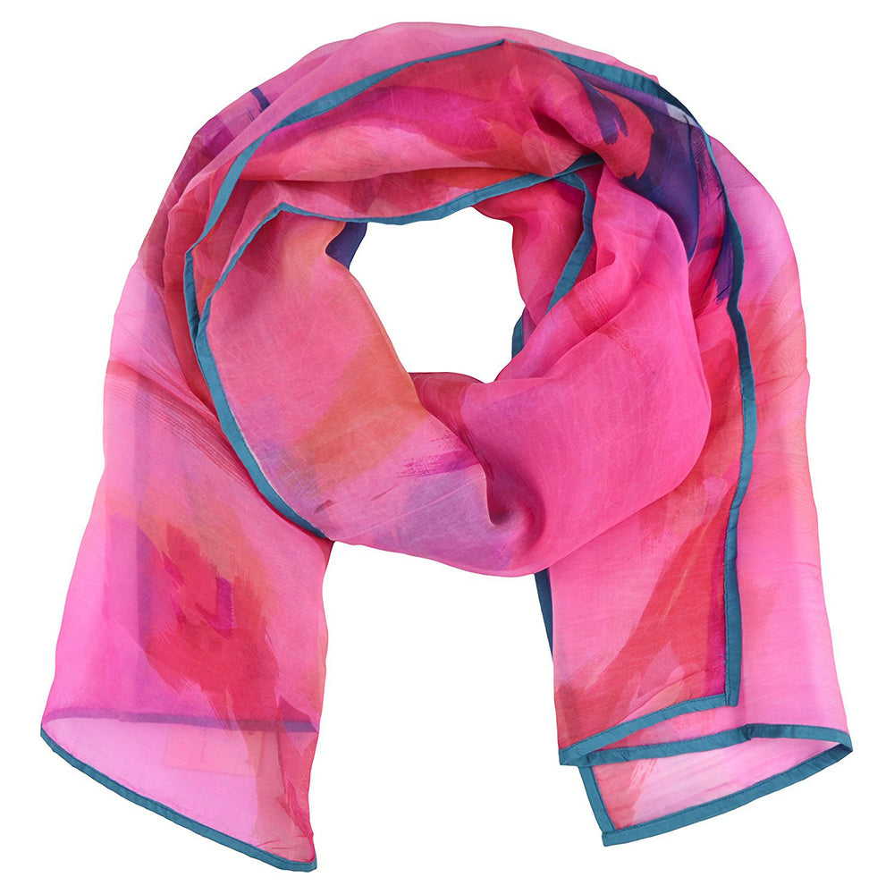 Pink Silk Chanderi Abstract Print Stole