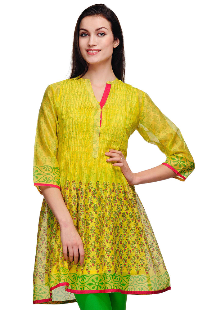 
                  
                    Yellow Block Print Cotton Silk Tunic
                  
                