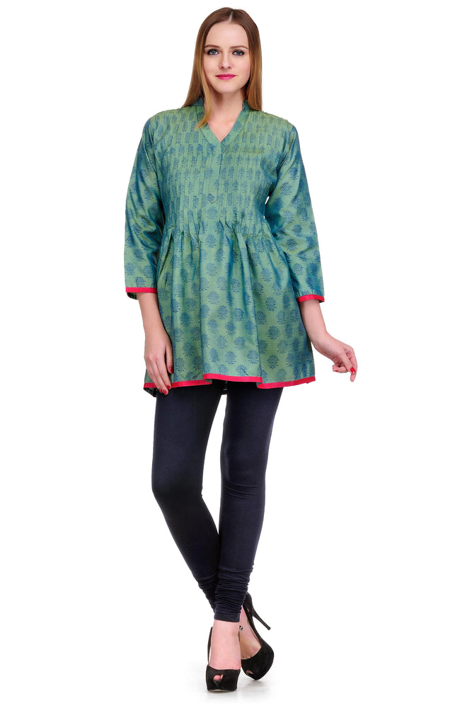 
                  
                    Mint Green Silk Block Print Tunic
                  
                