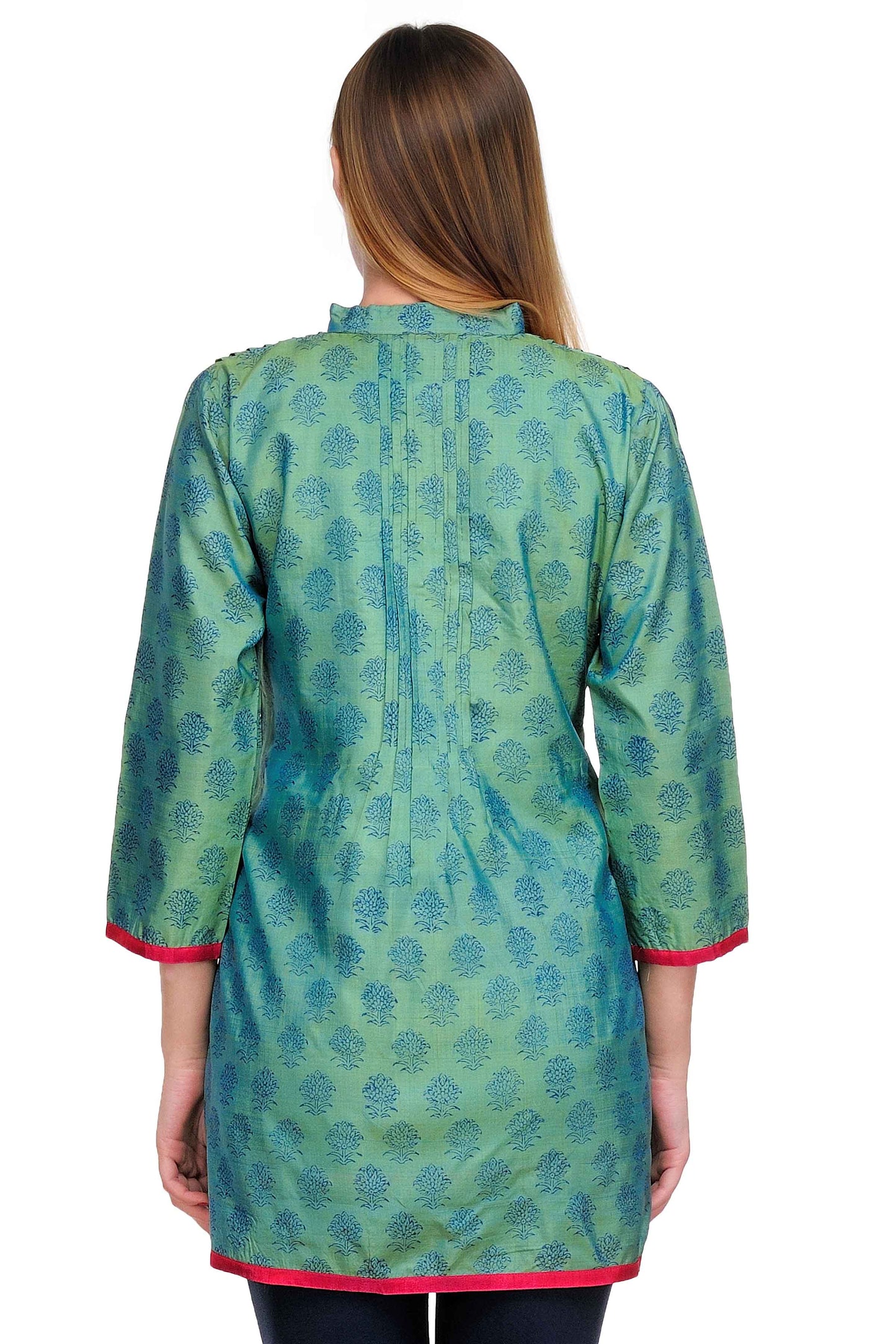 
                  
                    Mint Green Silk Block Print Tunic
                  
                