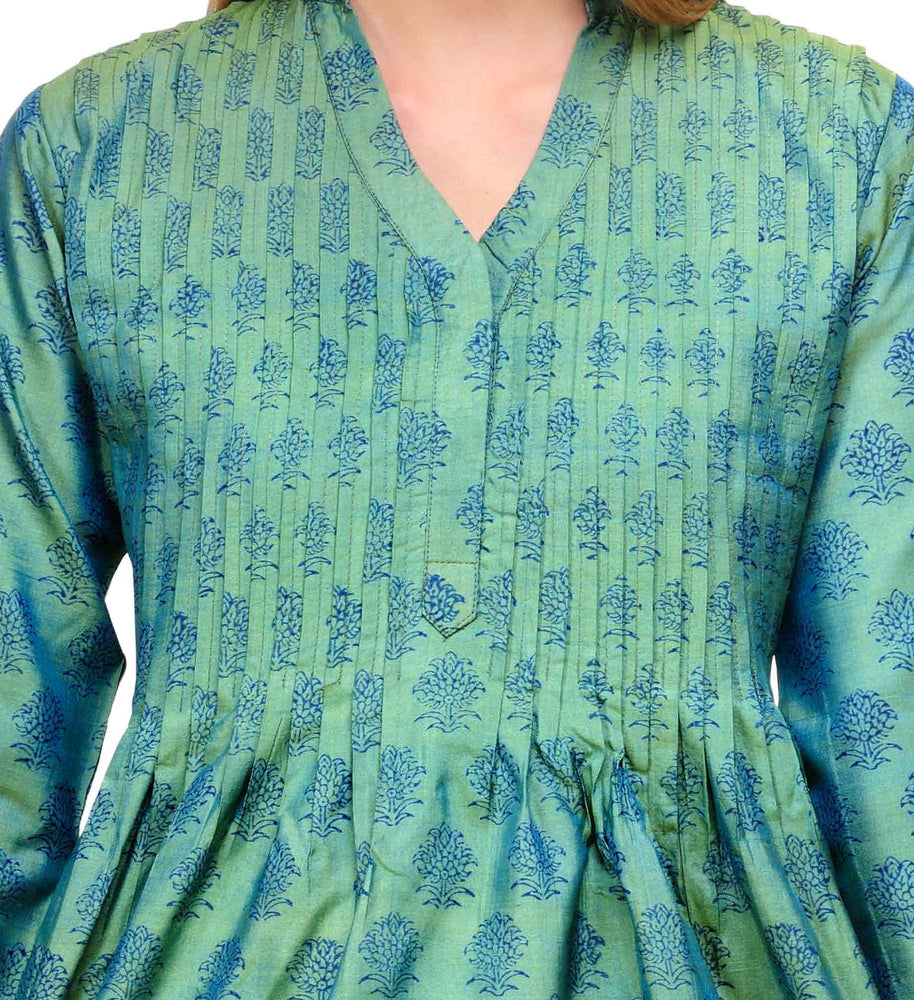 
                  
                    Mint Green Silk Block Print Tunic
                  
                