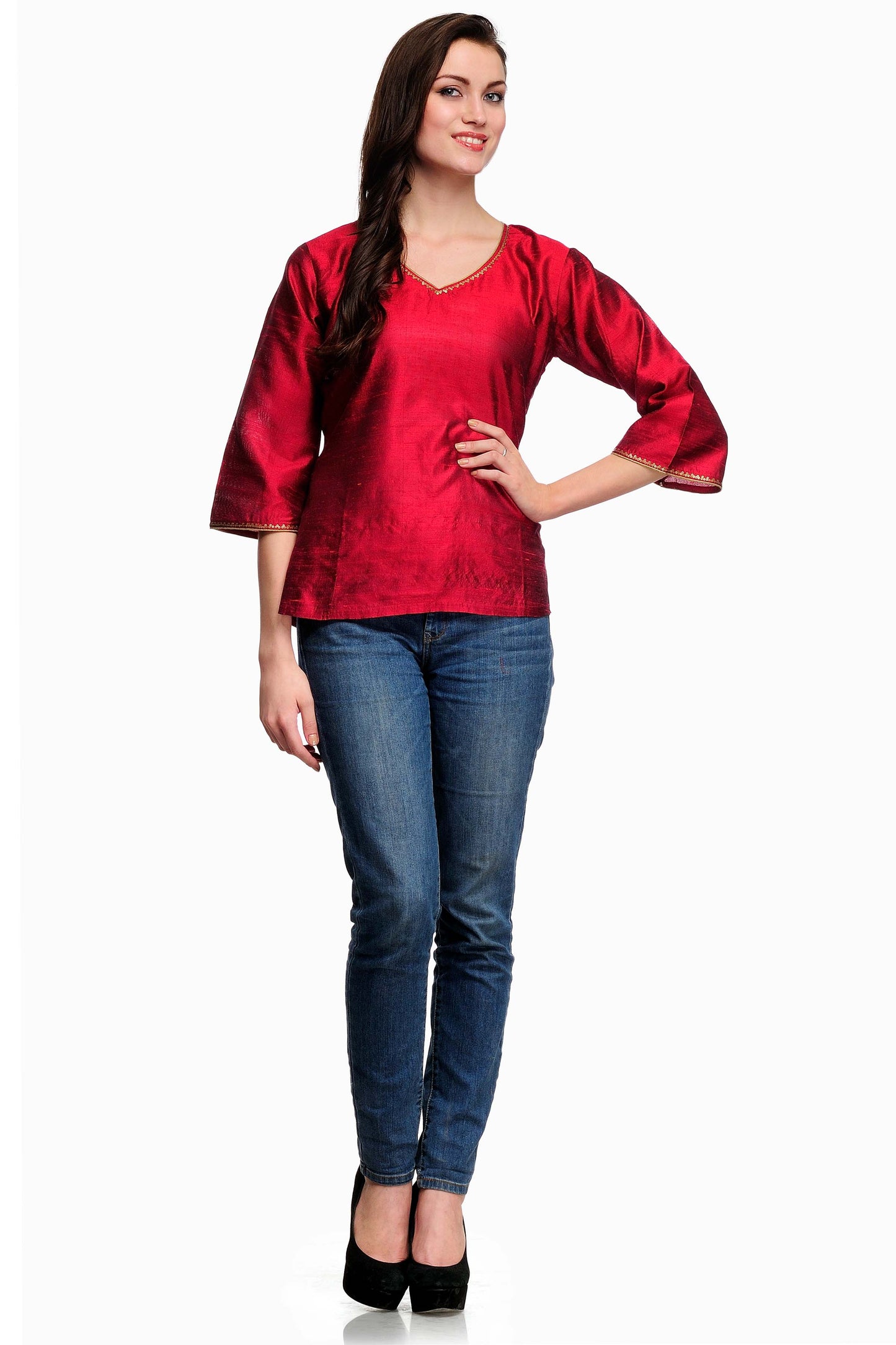
                  
                    Maroon Raw Silk Tunic
                  
                