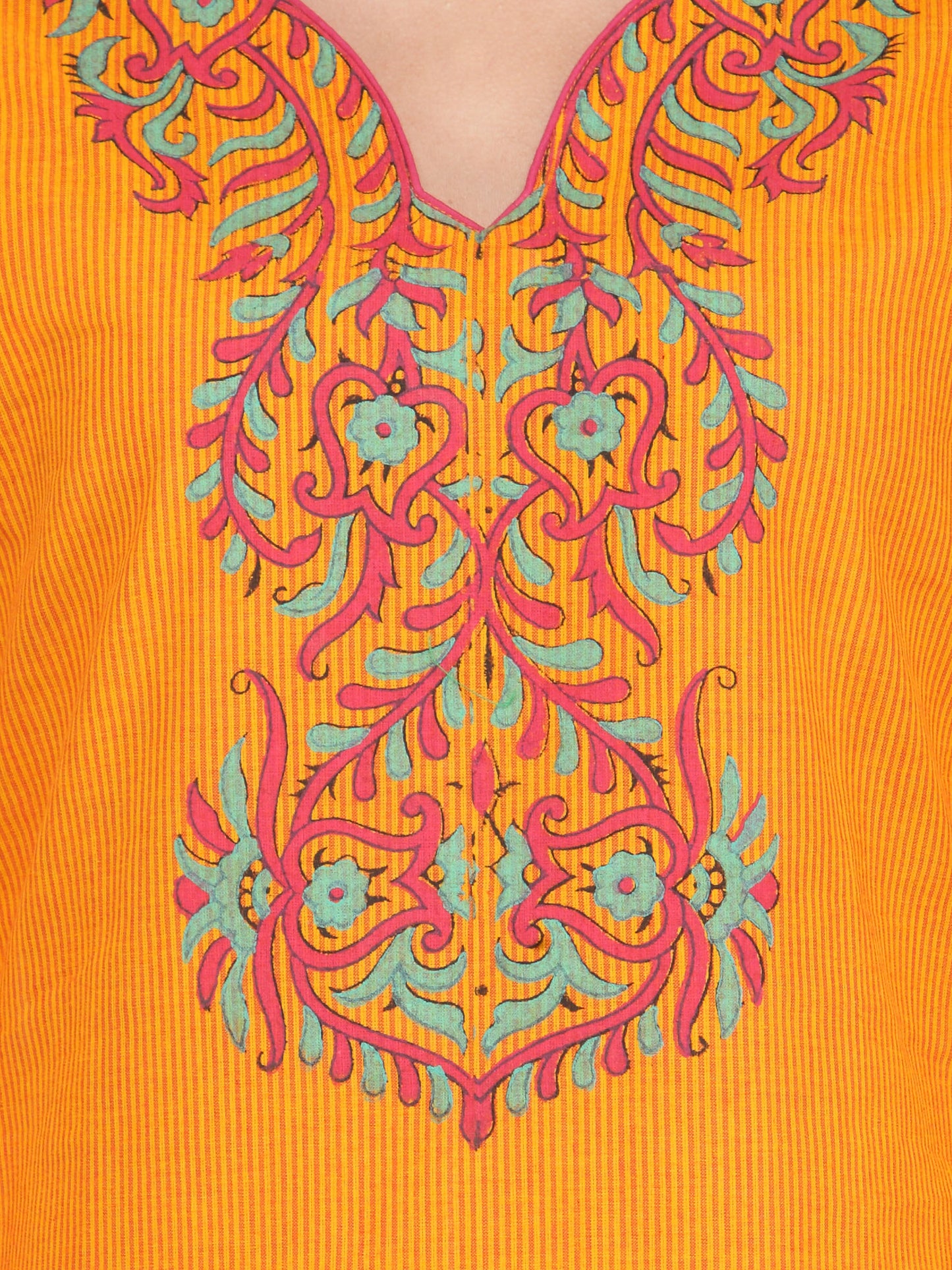 
                  
                    Orange Cotton Block Print Kurta
                  
                