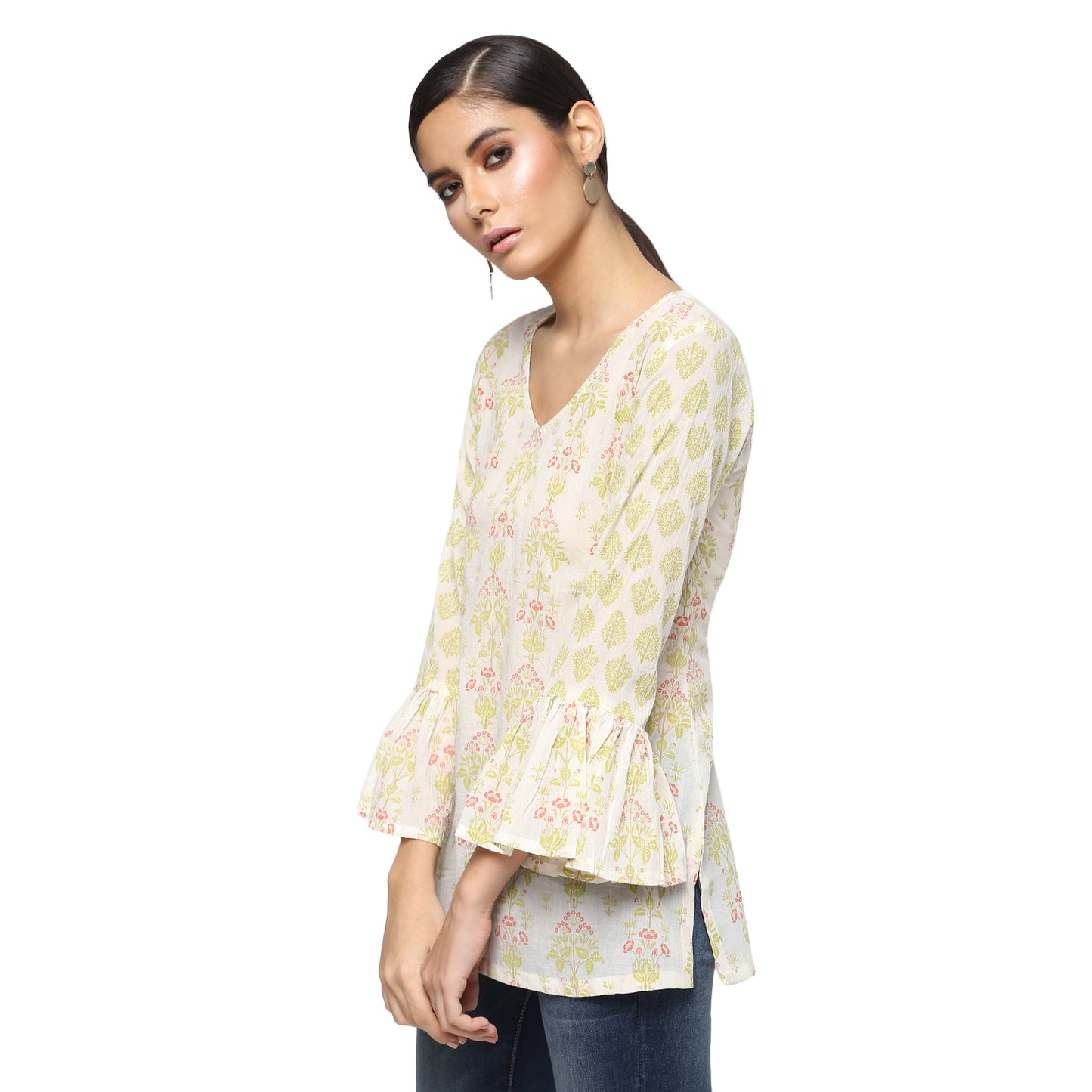 
                  
                    Ivory Floral Print Cotton Tunic
                  
                