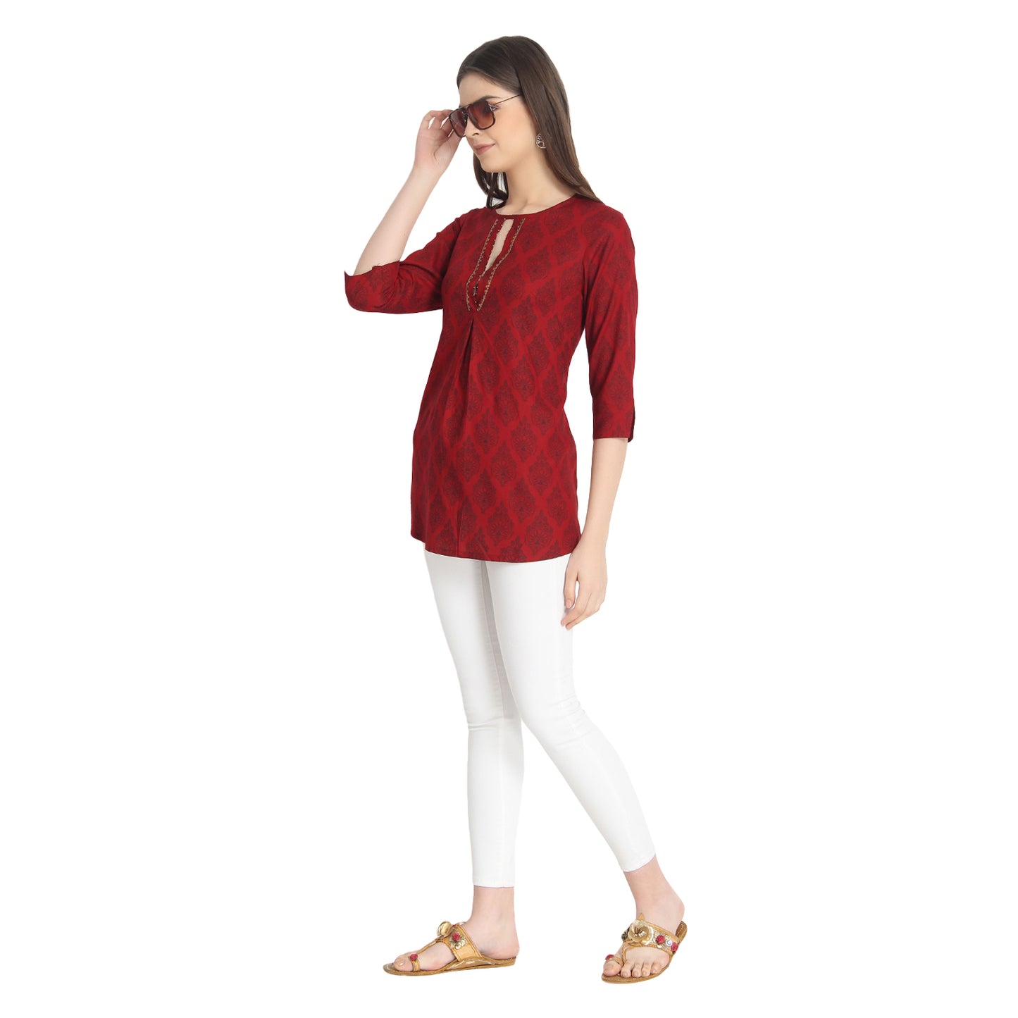 
                  
                    Maroon Block Print Tunic
                  
                