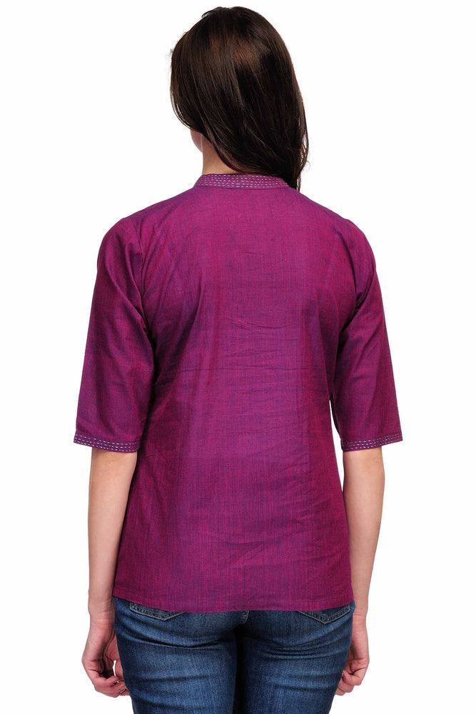 
                  
                    Purple Cotton Block print embroidered Tunic
                  
                