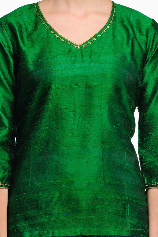 
                  
                    Green Raw Silk Kurti
                  
                