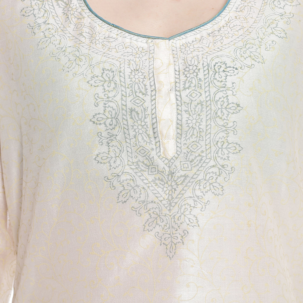 
                  
                    Ivory Chanderi Block Print Kurti
                  
                