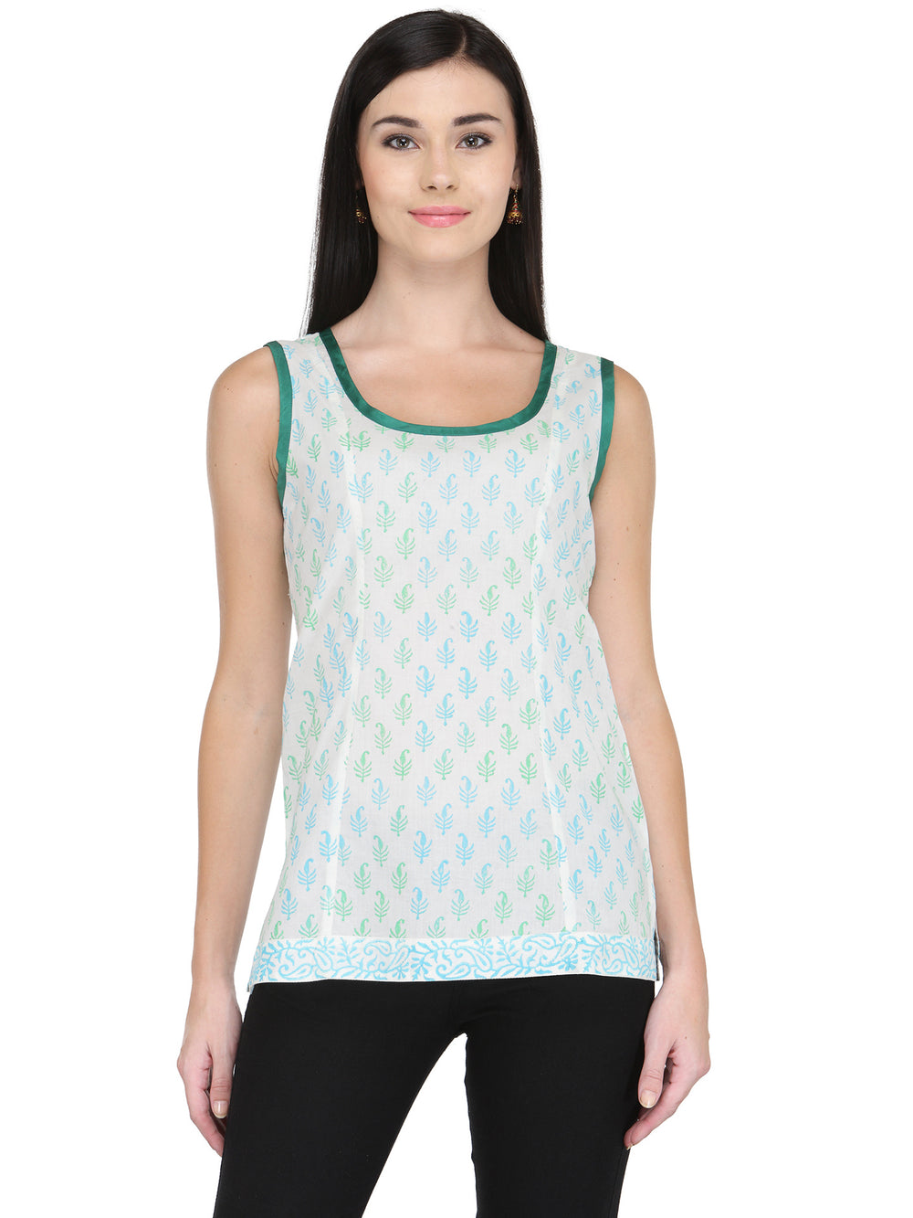 Ivory Cotton Block Print Top