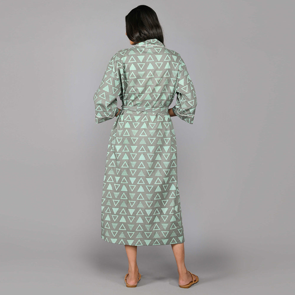 
                  
                    Geometric Pattern Kimono Robe Long Bathrobe For Women (Grey)
                  
                