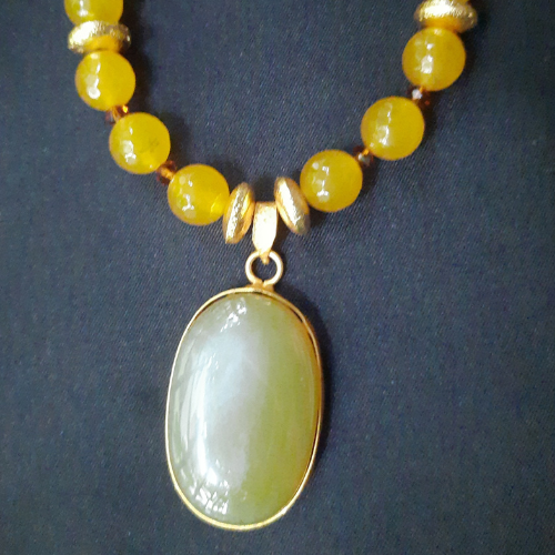
                  
                    Golden Yellow Agate Beads Necklace Set
                  
                