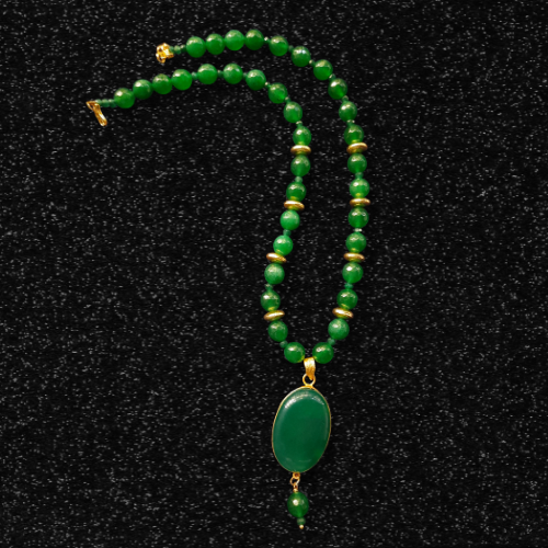 
                  
                    Green Agate Beads with Green Agate Pendant Necklace
                  
                