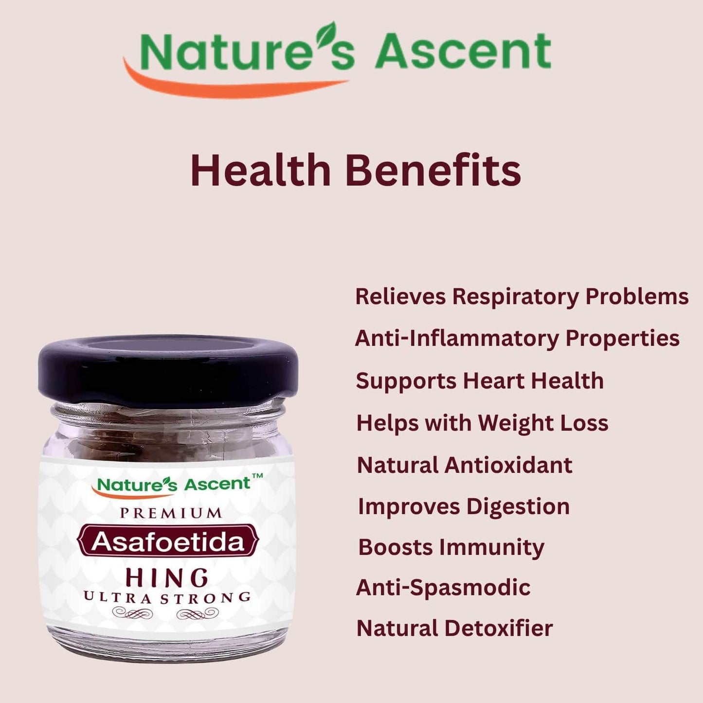 
                  
                    Nature’s Ascent Pure Asafoetida (Hing) Ultra Strong | No Flour & Gum | No Thickeners & Emulsifiers | No Additives or Fillers (5gm)
                  
                